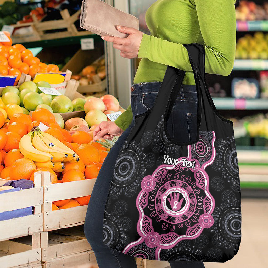 Personalised Australia Breast Cancer Support Grocery Bag Brave Strong Aboriginal Art