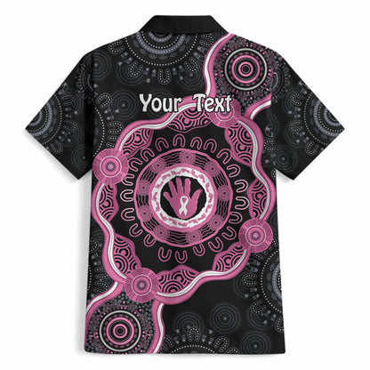 Personalised Australia Breast Cancer Support Hawaiian Shirt Brave Strong Aboriginal Art