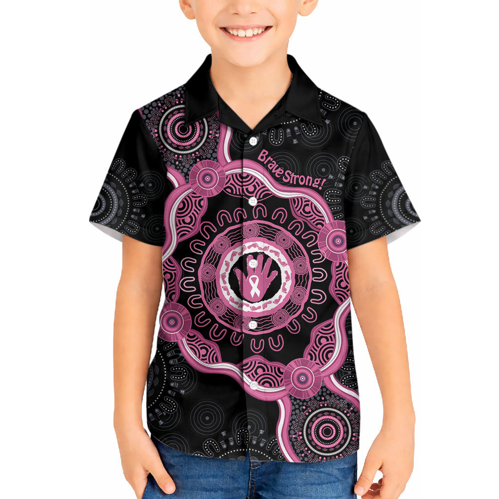 Personalised Australia Breast Cancer Support Hawaiian Shirt Brave Strong Aboriginal Art