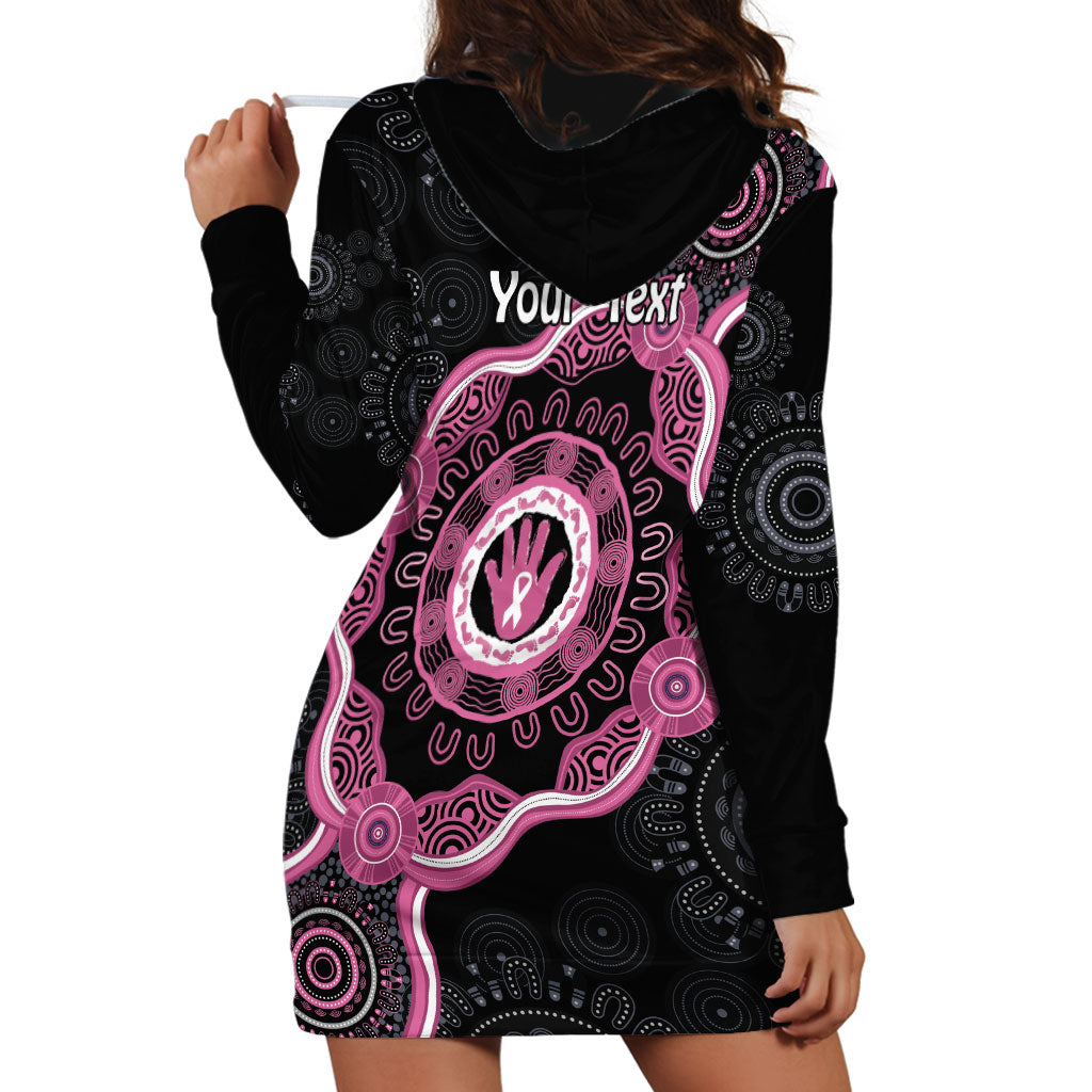 Personalised Australia Breast Cancer Support Hoodie Dress Brave Strong Aboriginal Art
