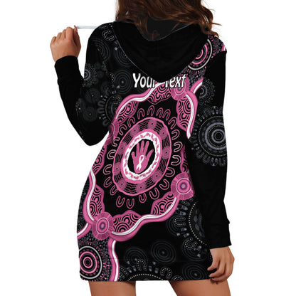 Personalised Australia Breast Cancer Support Hoodie Dress Brave Strong Aboriginal Art