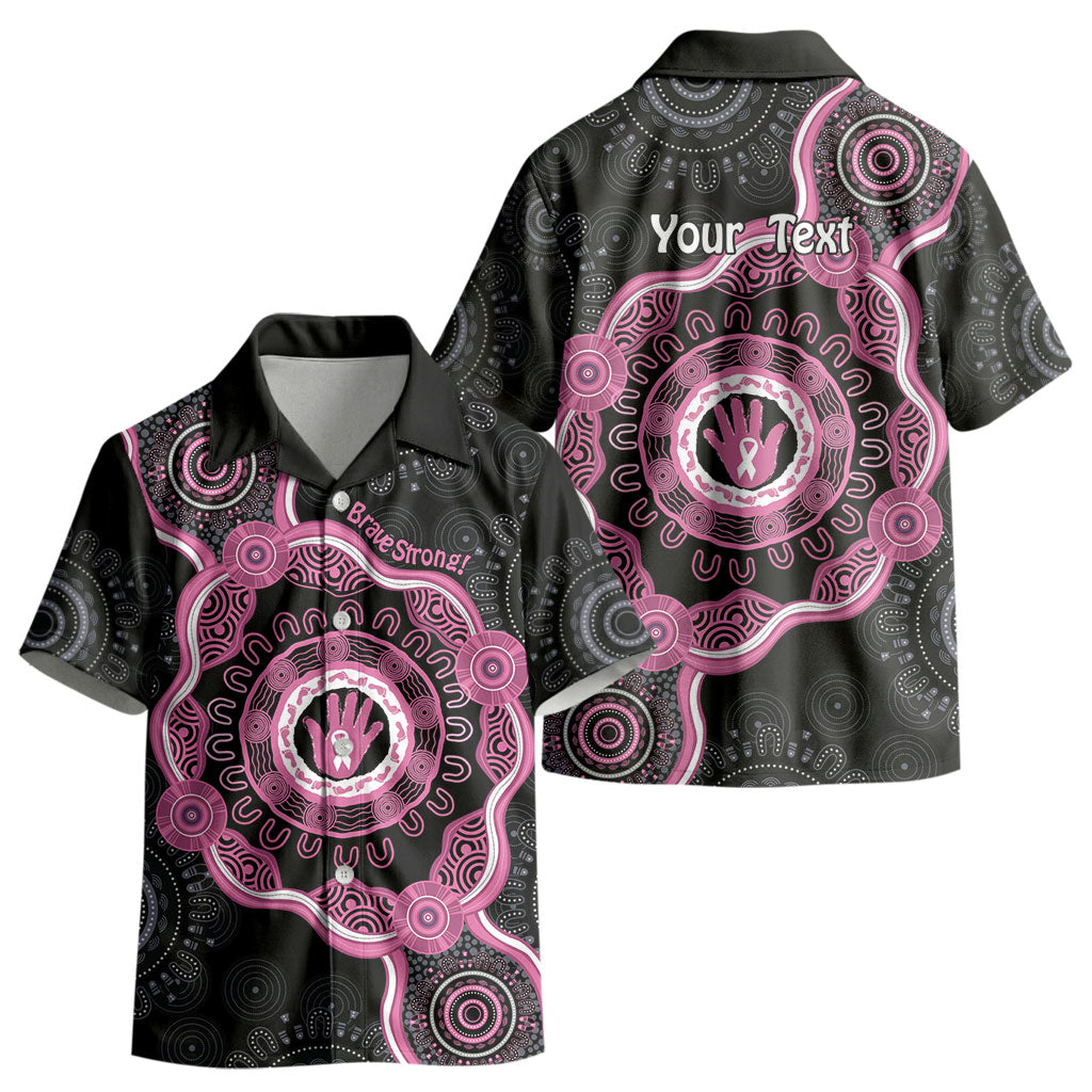 Personalised Australia Breast Cancer Support Kid Hawaiian Shirt Brave Strong Aboriginal Art