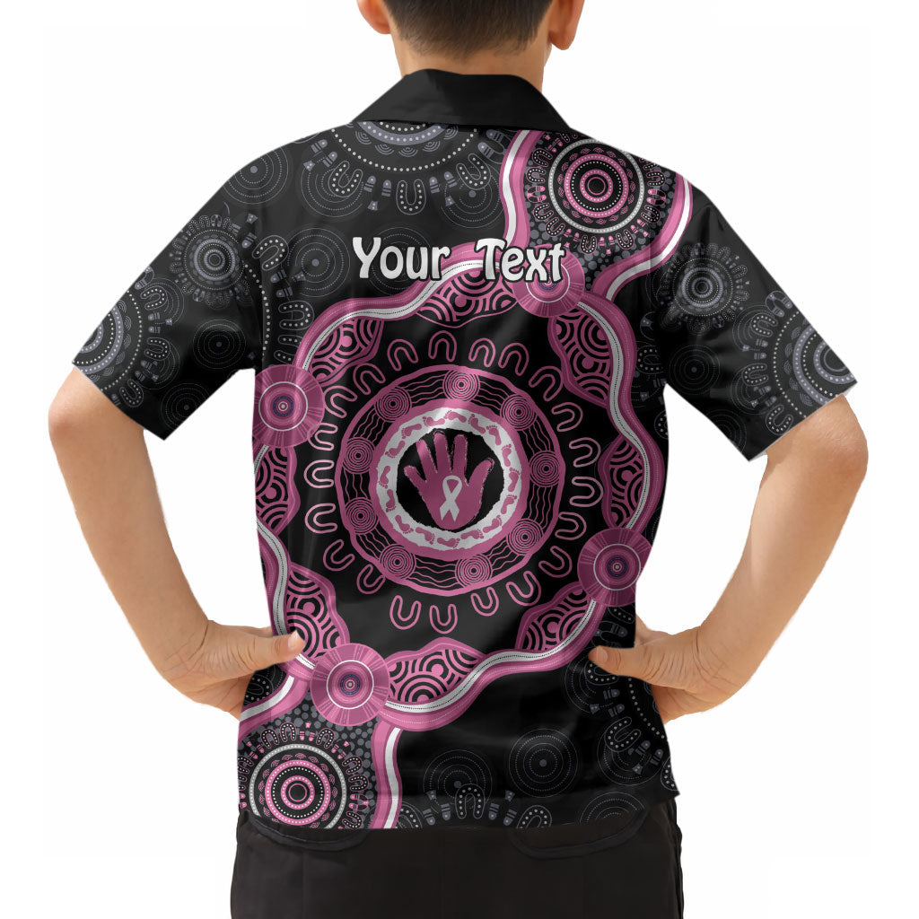 Personalised Australia Breast Cancer Support Kid Hawaiian Shirt Brave Strong Aboriginal Art