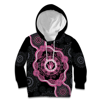 Personalised Australia Breast Cancer Support Kid Hoodie Brave Strong Aboriginal Art