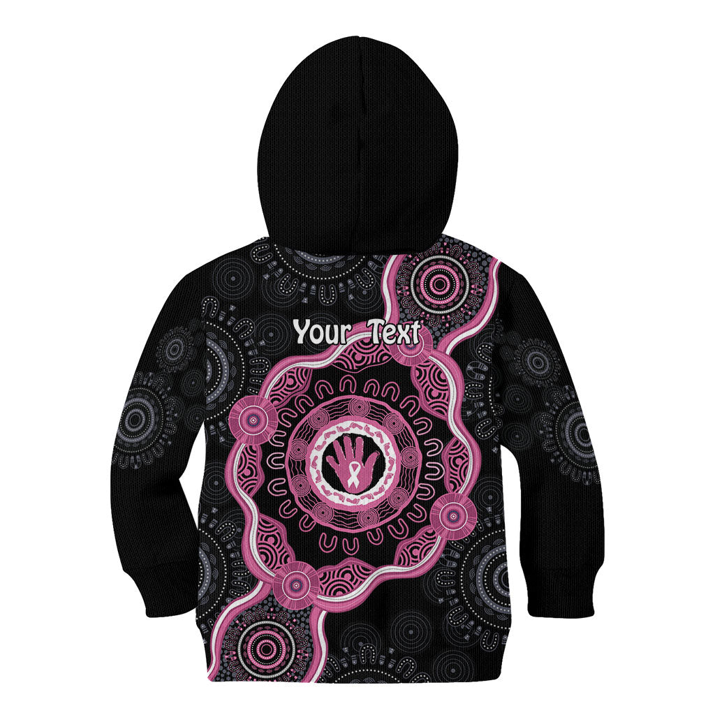 Personalised Australia Breast Cancer Support Kid Hoodie Brave Strong Aboriginal Art