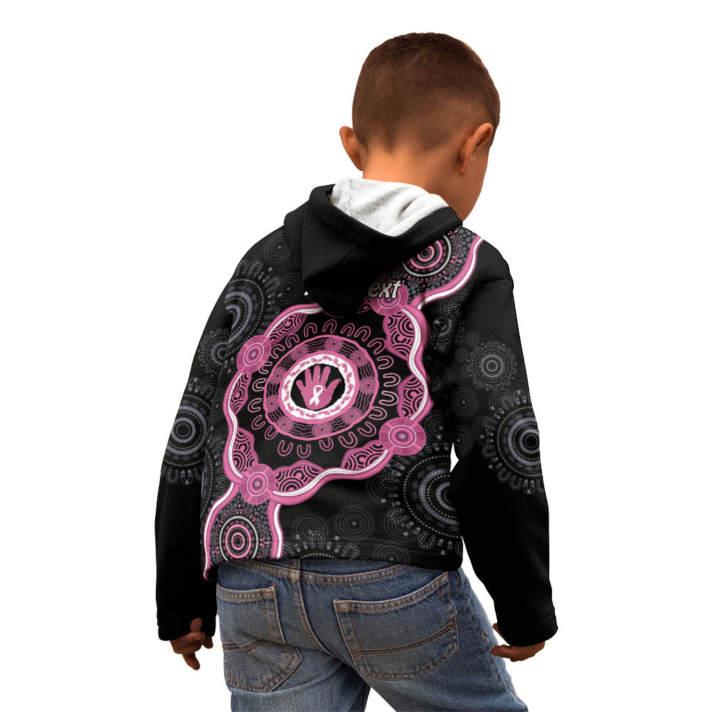 Personalised Australia Breast Cancer Support Kid Hoodie Brave Strong Aboriginal Art