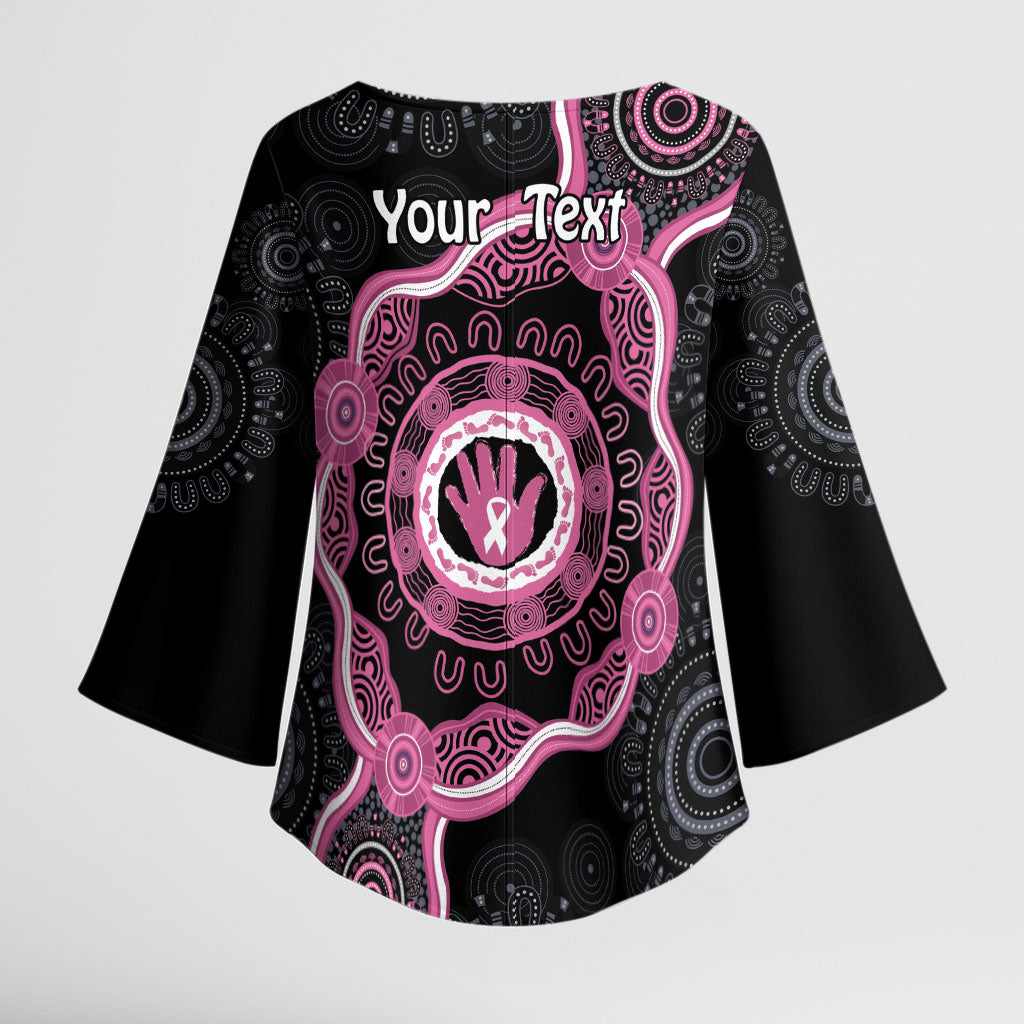 Personalised Australia Breast Cancer Support Kimono Sleeve Blouse Brave Strong Aboriginal Art