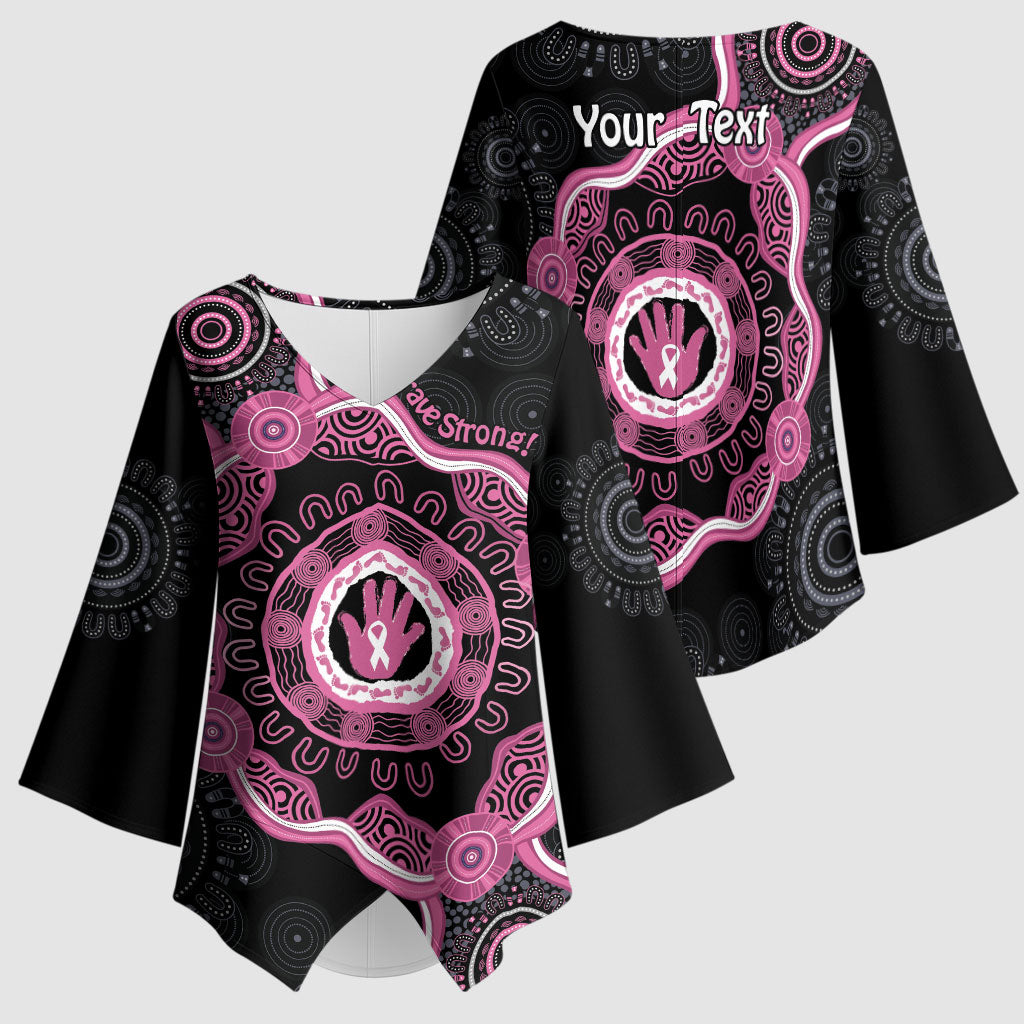Personalised Australia Breast Cancer Support Kimono Sleeve Blouse Brave Strong Aboriginal Art