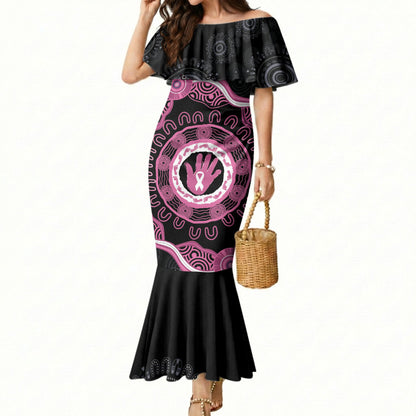 Personalised Australia Breast Cancer Support Mermaid Dress Brave Strong Aboriginal Art