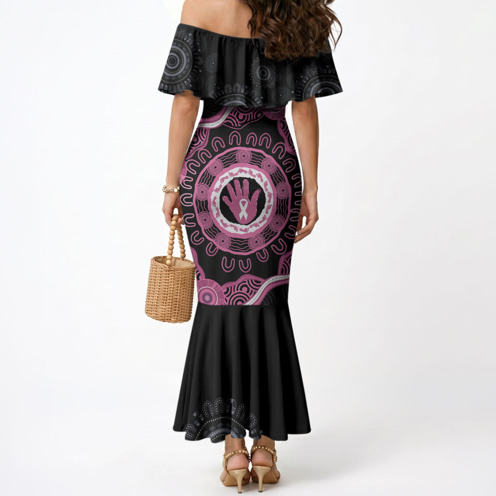 Personalised Australia Breast Cancer Support Mermaid Dress Brave Strong Aboriginal Art