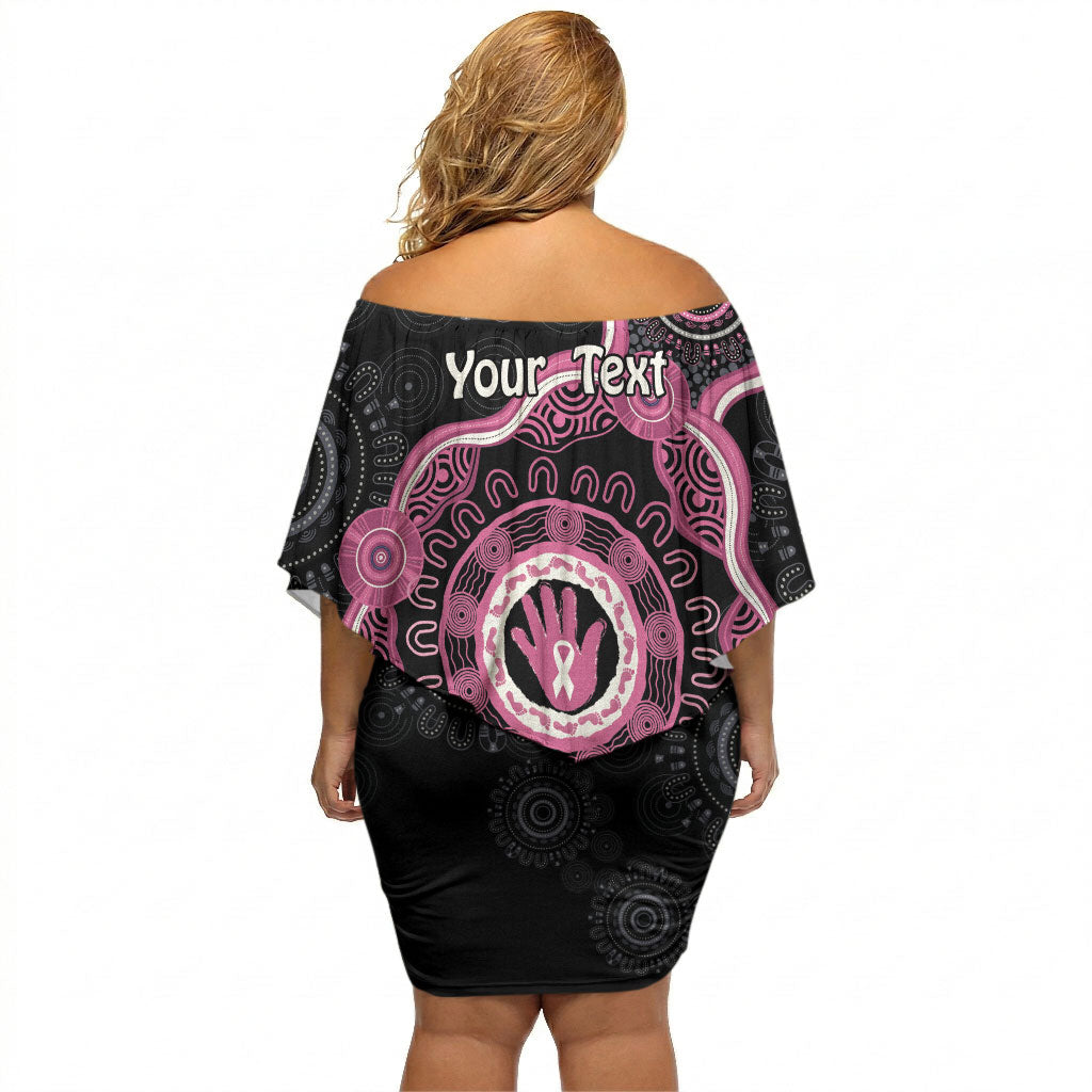 Personalised Australia Breast Cancer Support Off Shoulder Short Dress Brave Strong Aboriginal Art