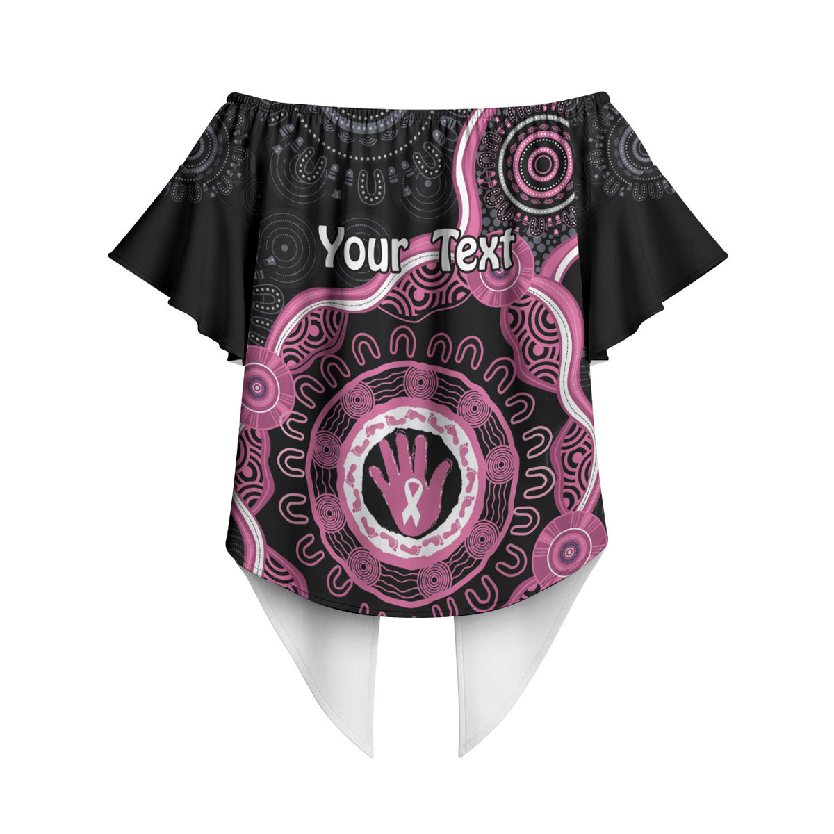 Personalised Australia Breast Cancer Support Off Shoulder Wrap Waist Top Brave Strong Aboriginal Art