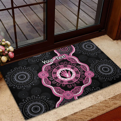 Personalised Australia Breast Cancer Support Rubber Doormat Brave Strong Aboriginal Art