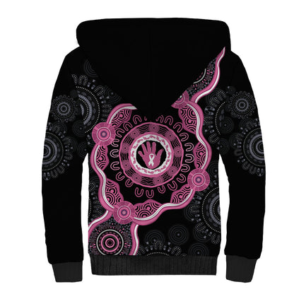 Personalised Australia Breast Cancer Support Sherpa Hoodie Brave Strong Aboriginal Art