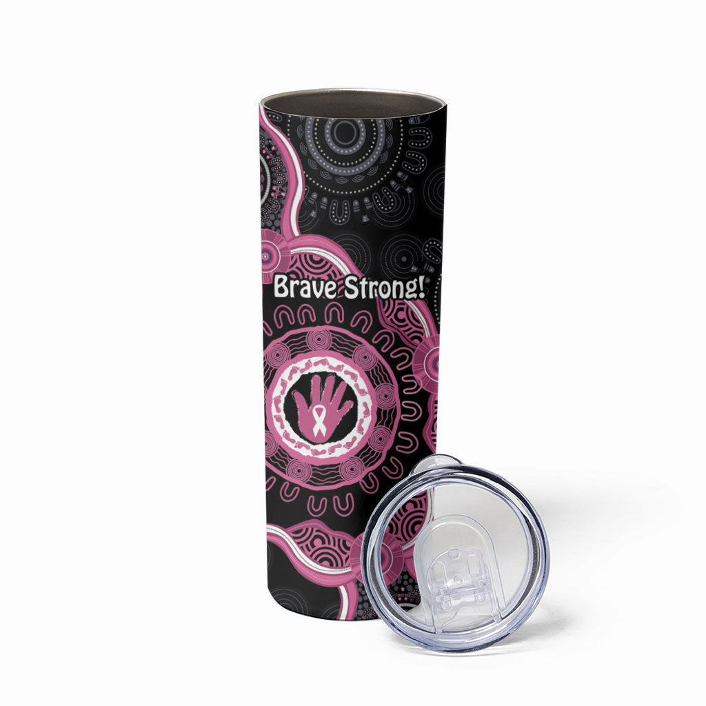 Personalised Australia Breast Cancer Support Skinny Tumbler Brave Strong Aboriginal Art