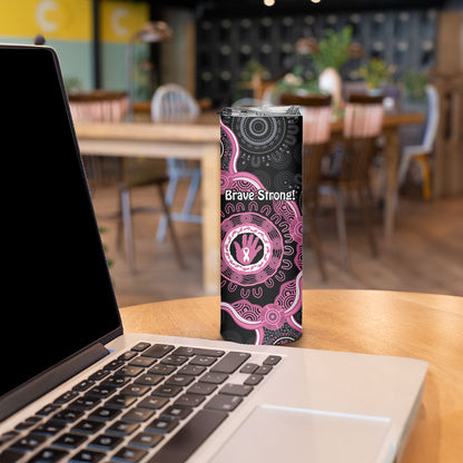 Personalised Australia Breast Cancer Support Skinny Tumbler Brave Strong Aboriginal Art
