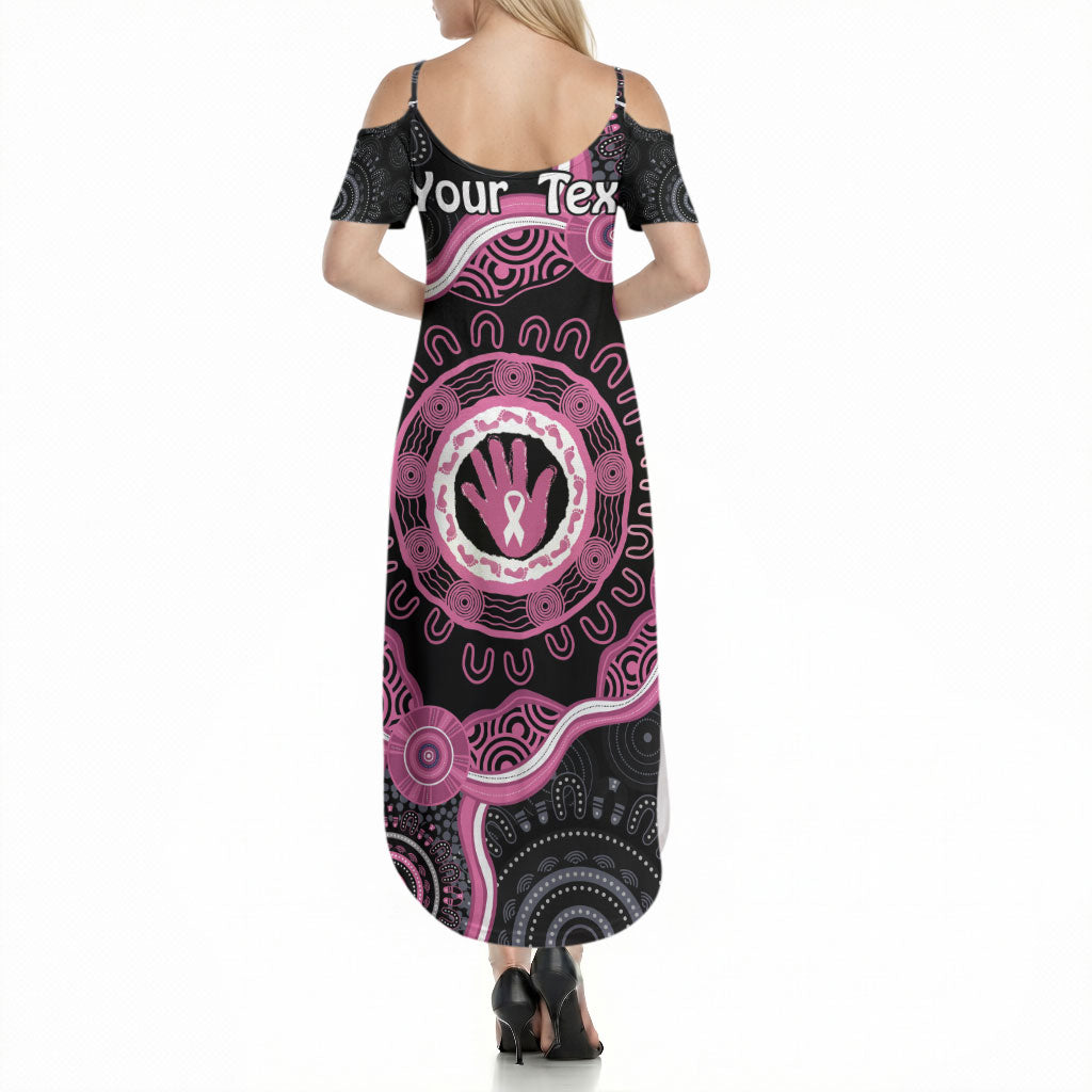 Personalised Australia Breast Cancer Support Summer Maxi Dress Brave Strong Aboriginal Art