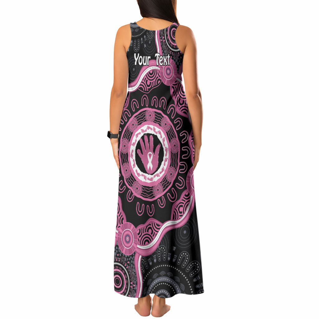Personalised Australia Breast Cancer Support Tank Maxi Dress Brave Strong Aboriginal Art