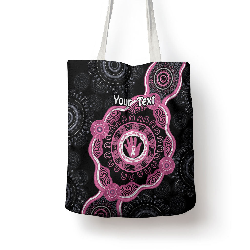 Personalised Australia Breast Cancer Support Tote Bag Brave Strong Aboriginal Art