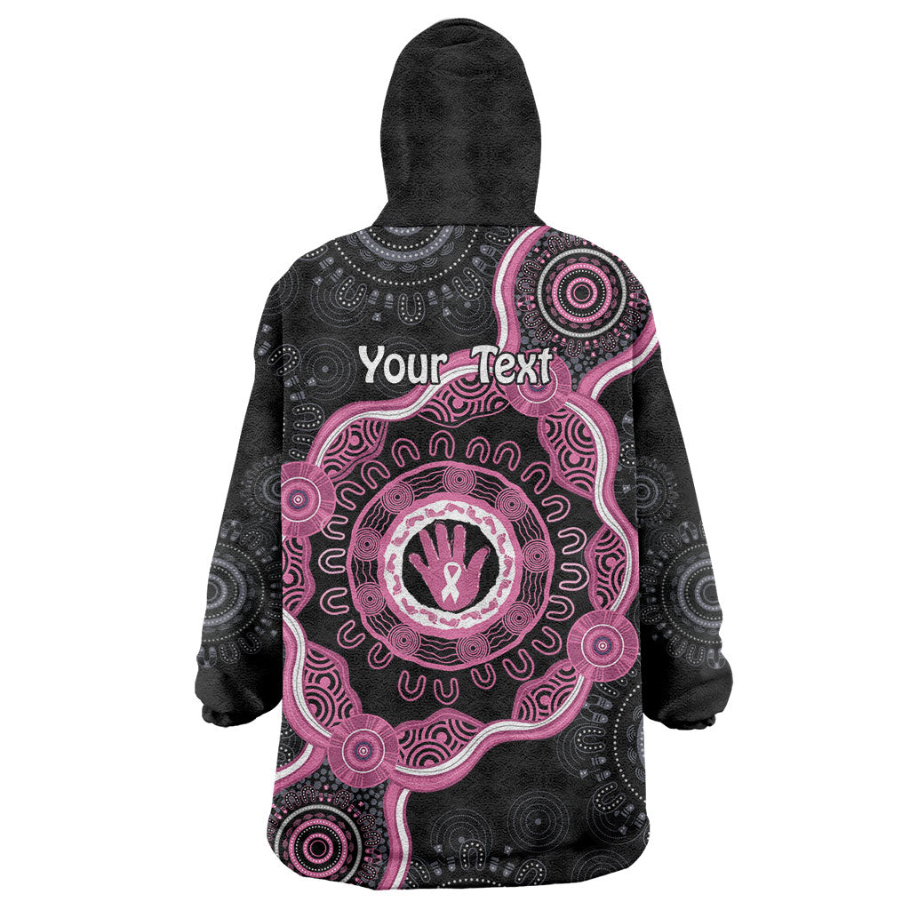 Personalised Australia Breast Cancer Support Wearable Blanket Hoodie Brave Strong Aboriginal Art