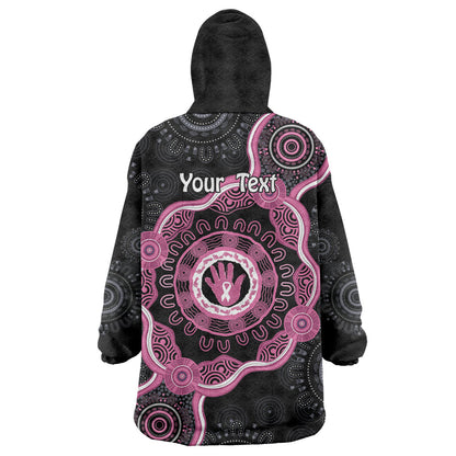 Personalised Australia Breast Cancer Support Wearable Blanket Hoodie Brave Strong Aboriginal Art