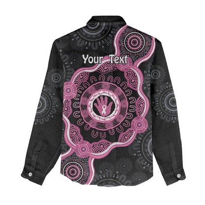 Personalised Australia Breast Cancer Support Women Casual Shirt Brave Strong Aboriginal Art