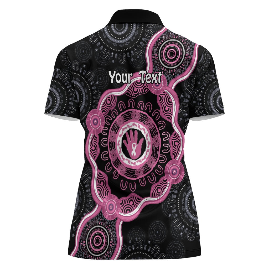 Personalised Australia Breast Cancer Support Women Polo Shirt Brave Strong Aboriginal Art