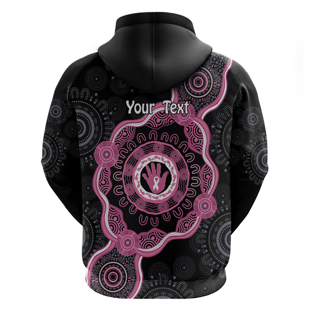 Personalised Australia Breast Cancer Support Zip Hoodie Brave Strong Aboriginal Art