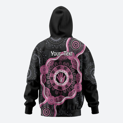 Personalised Australia Breast Cancer Support Zip Hoodie Brave Strong Aboriginal Art
