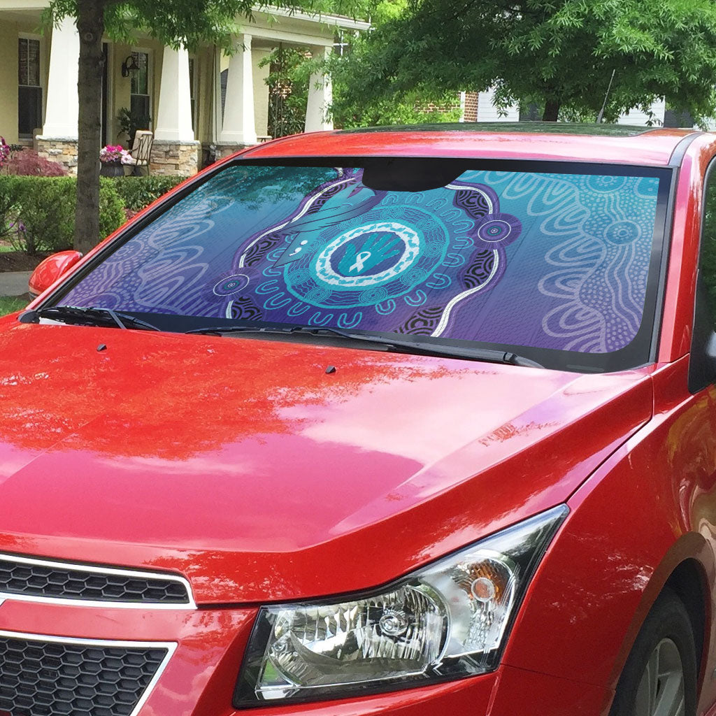 Australia Indigenous Auto Sun Shade Suicide Prevention Month Ribbon Aboriginal Art