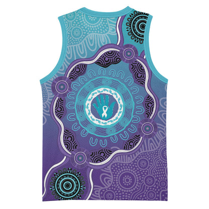 Australia Indigenous Basketball Jersey Suicide Prevention Month Ribbon Aboriginal Art