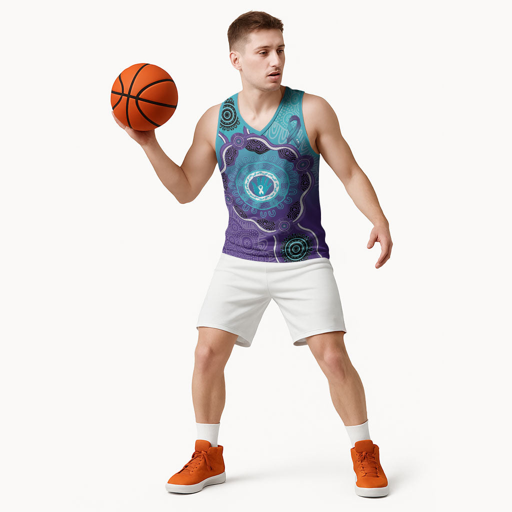 Australia Indigenous Basketball Jersey Suicide Prevention Month Ribbon Aboriginal Art