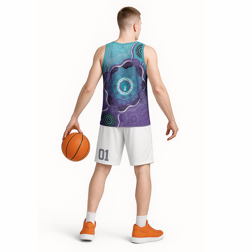 Australia Indigenous Basketball Jersey Suicide Prevention Month Ribbon Aboriginal Art