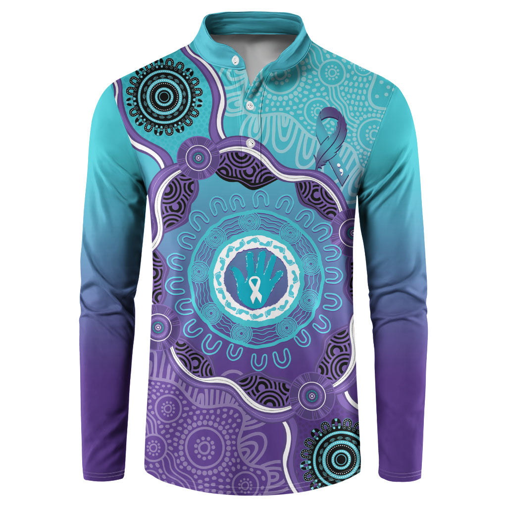 Australia Indigenous Button Sweatshirt Suicide Prevention Month Ribbon Aboriginal Art