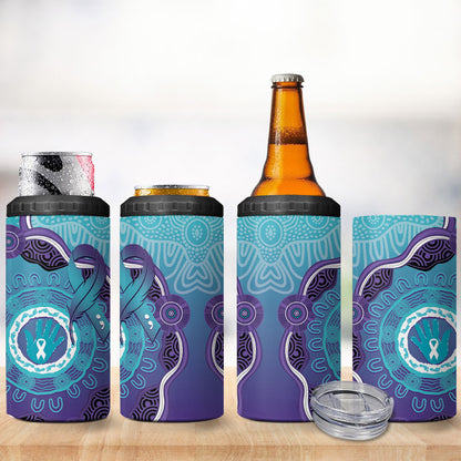 Australia Indigenous 4 in 1 Can Cooler Tumbler Suicide Prevention Month Ribbon Aboriginal Art
