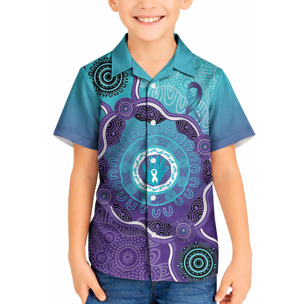 Australia Indigenous Kid Hawaiian Shirt Suicide Prevention Month Ribbon Aboriginal Art
