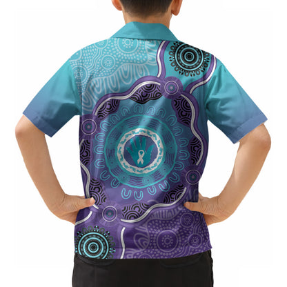 Australia Indigenous Kid Hawaiian Shirt Suicide Prevention Month Ribbon Aboriginal Art