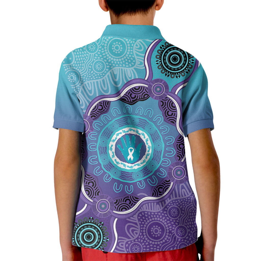 Australia Indigenous Kid Polo Shirt Suicide Prevention Month Ribbon Aboriginal Art