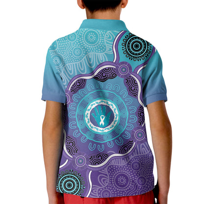 Australia Indigenous Kid Polo Shirt Suicide Prevention Month Ribbon Aboriginal Art