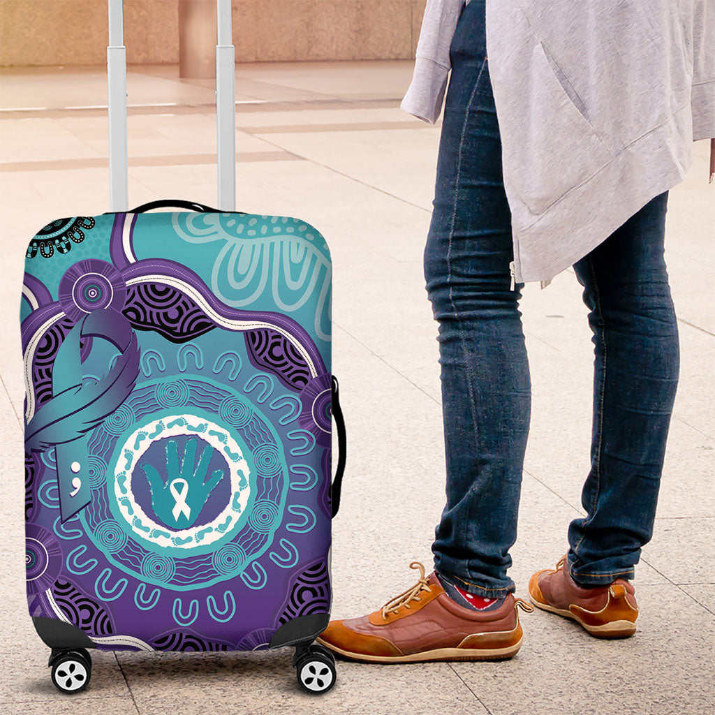 Australia Indigenous Luggage Cover Suicide Prevention Month Ribbon Aboriginal Art