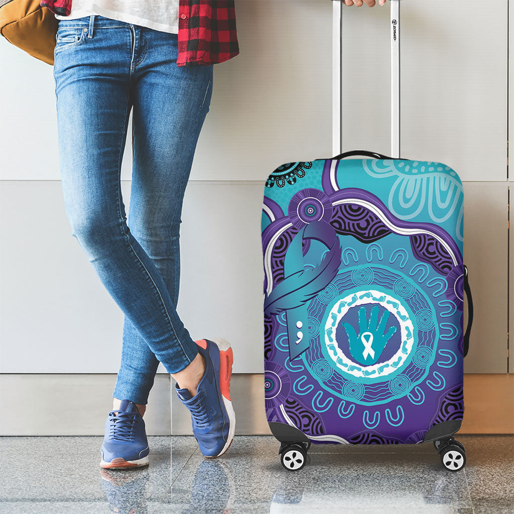Australia Indigenous Luggage Cover Suicide Prevention Month Ribbon Aboriginal Art
