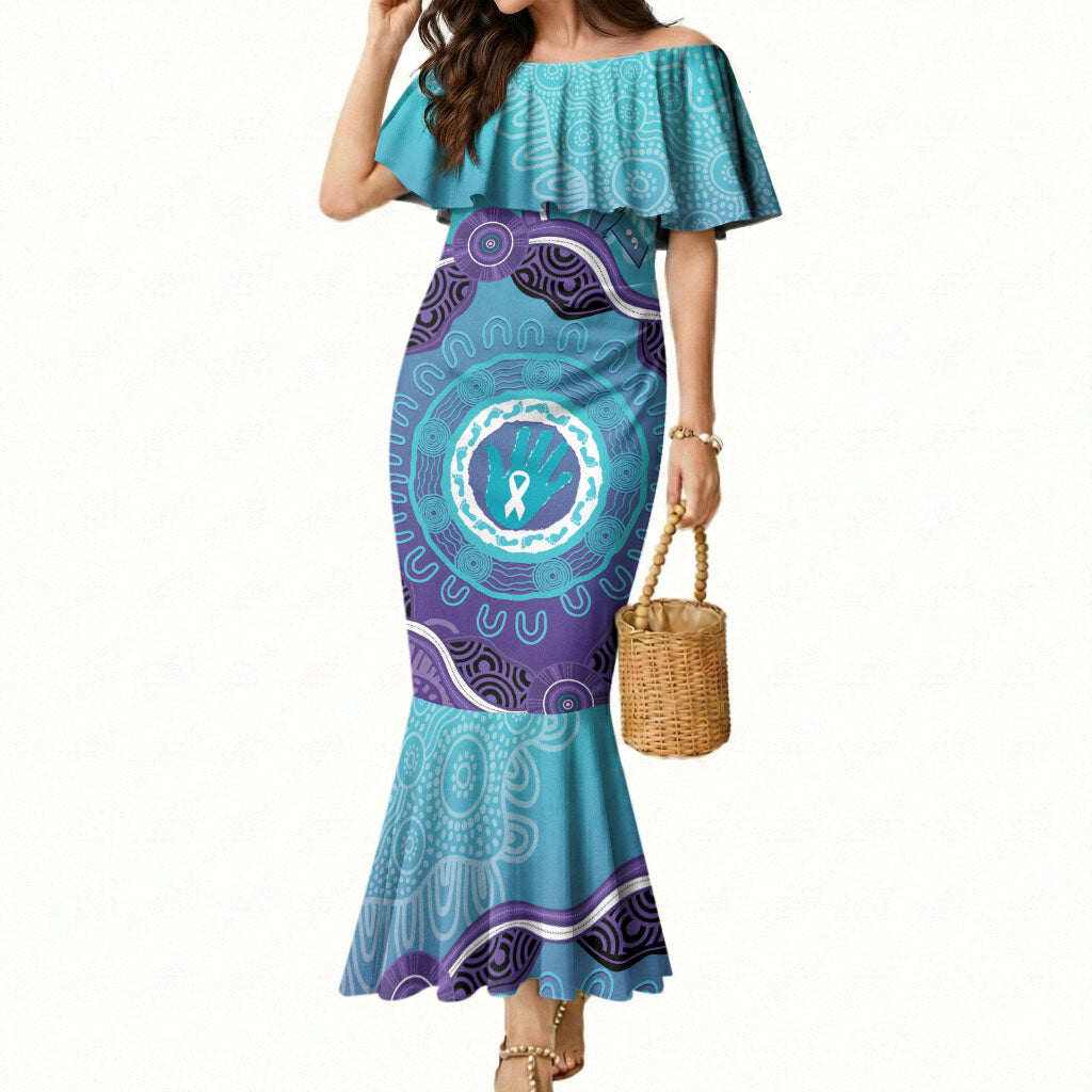Australia Indigenous Mermaid Dress Suicide Prevention Month Ribbon Aboriginal Art