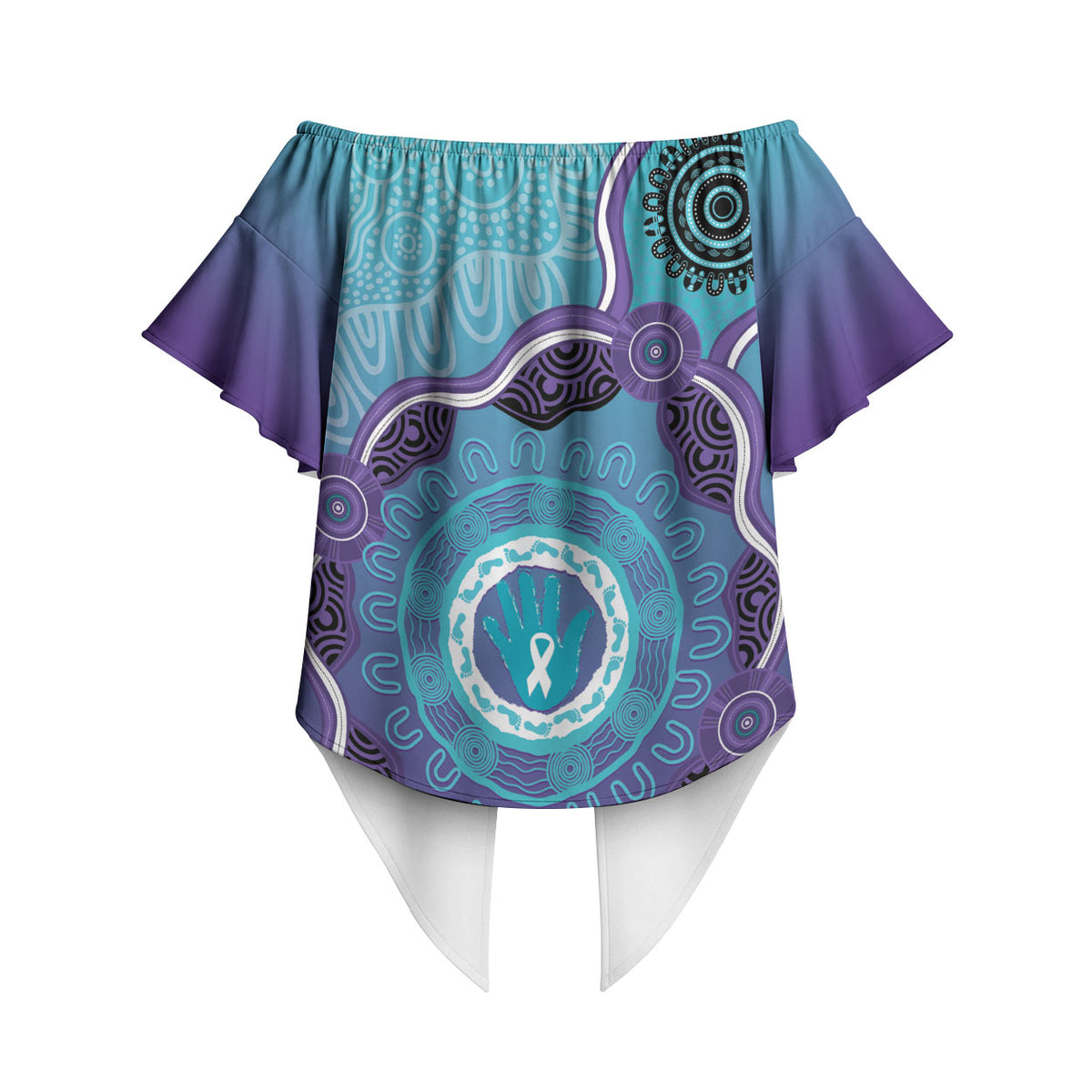 Australia Indigenous Off Shoulder Wrap Waist Top Suicide Prevention Month Ribbon Aboriginal Art