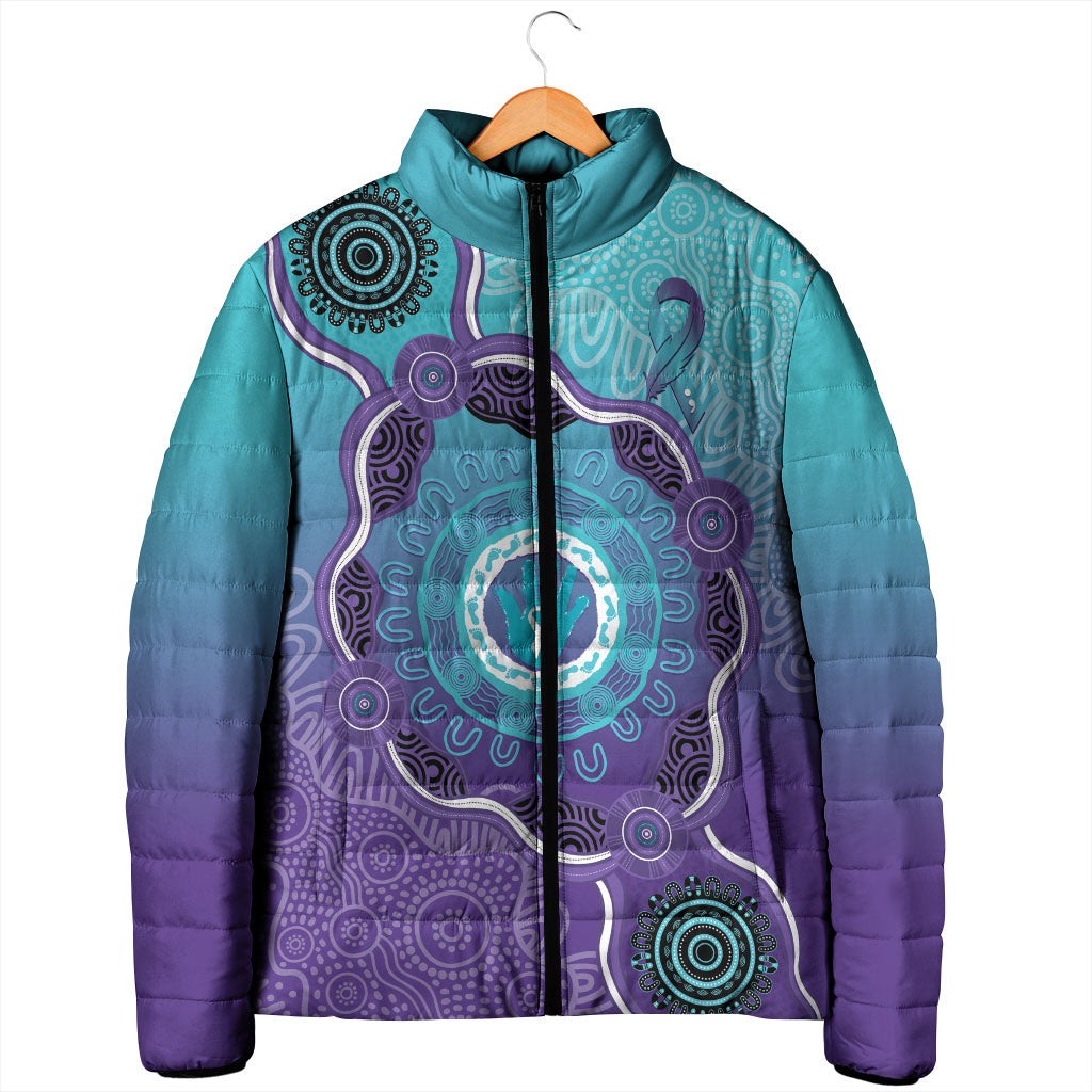 Australia Indigenous Padded Jacket Suicide Prevention Month Ribbon Aboriginal Art