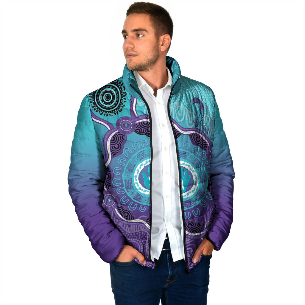 Australia Indigenous Padded Jacket Suicide Prevention Month Ribbon Aboriginal Art