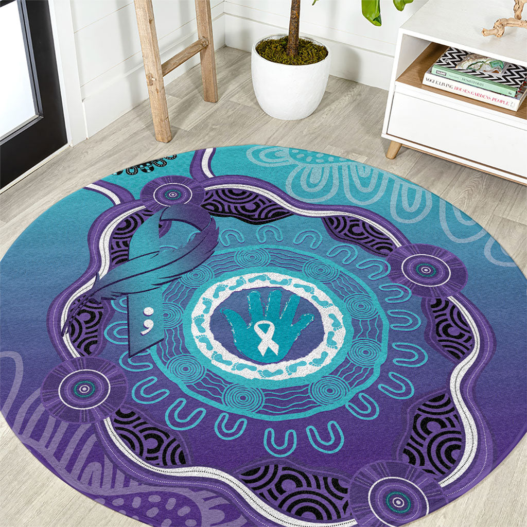 Australia Indigenous Round Carpet Suicide Prevention Month Ribbon Aboriginal Art