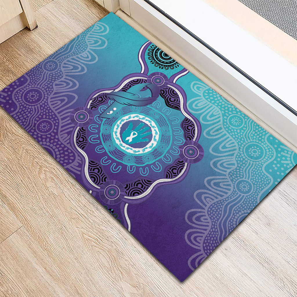 Australia Indigenous Rubber Doormat Suicide Prevention Month Ribbon Aboriginal Art