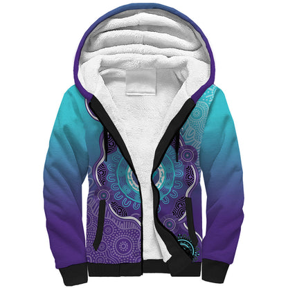 Australia Indigenous Sherpa Hoodie Suicide Prevention Month Ribbon Aboriginal Art
