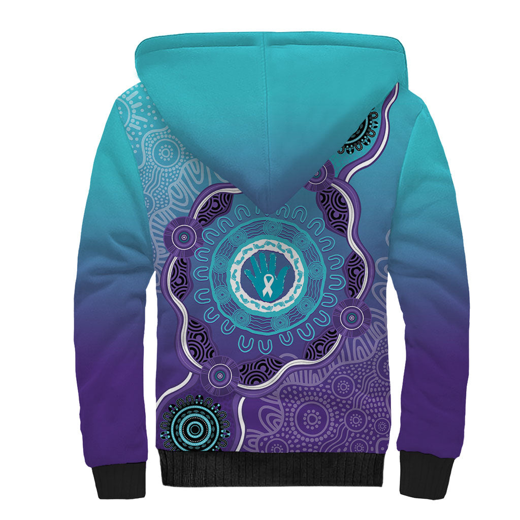 Australia Indigenous Sherpa Hoodie Suicide Prevention Month Ribbon Aboriginal Art