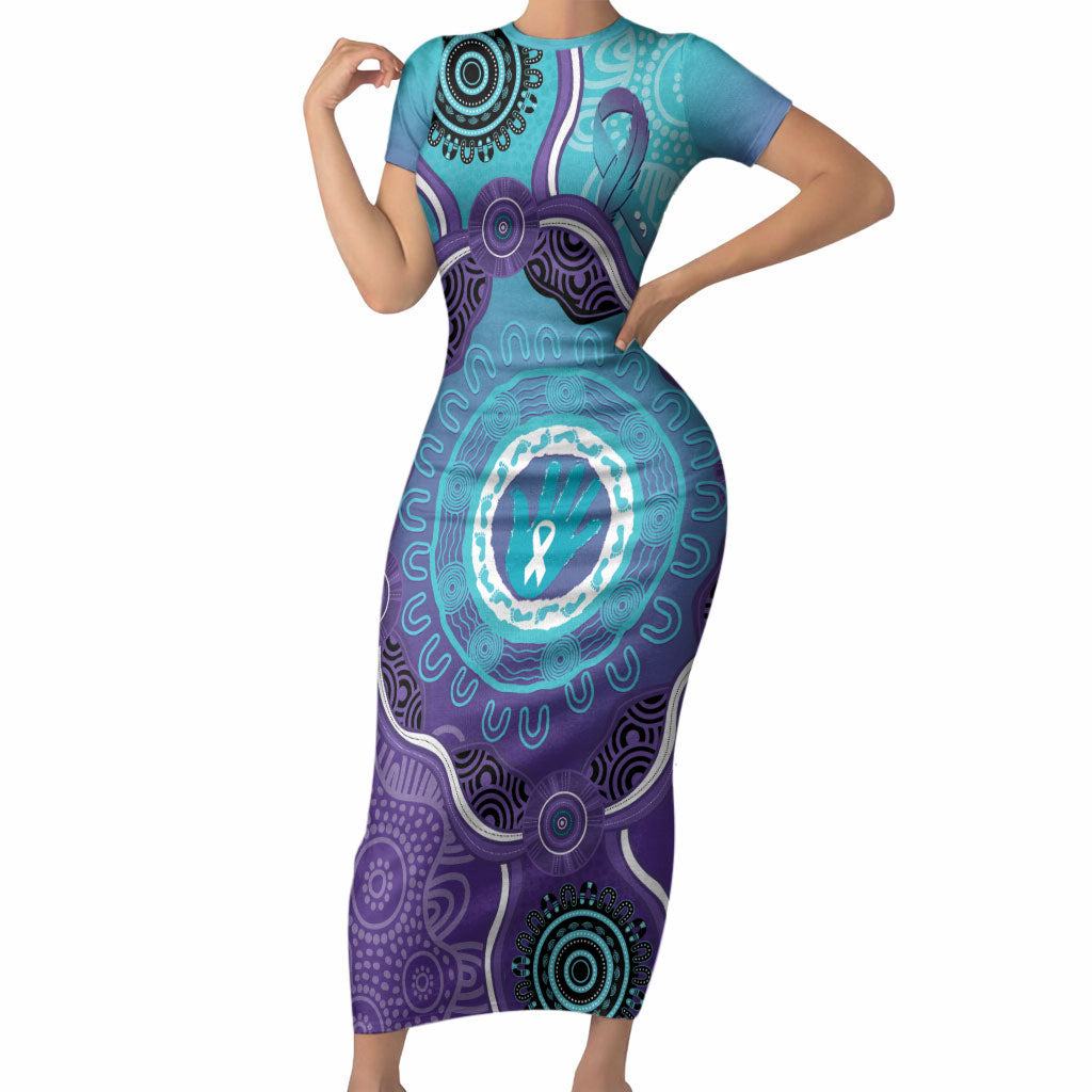 Australia Indigenous Short Sleeve Bodycon Dress Suicide Prevention Month Ribbon Aboriginal Art